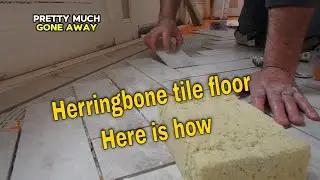 Diagonal Herringbone Tile floor, with a border. HOW IT'S DONE