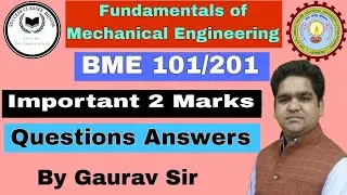 2 Marks important questions of fundamentals of mechanical engineering || mechanical by gaurav sir