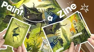 Making a Zine from a Concept｜Who Is Baba Yaga?｜Cozy Art Process｜Gouache Painting｜Free Template