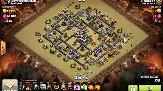 Two clan war attacks on same town hall 9 base using Golaloon - clash of clans war attack strategy