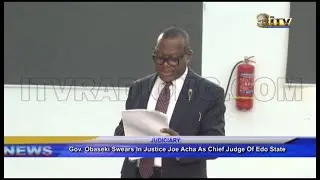 Gov. Obaseki swears in Justice Joe Acha as Chief Judge of Edo State