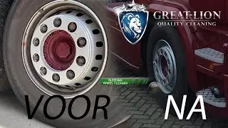 Great Lion Bleeding Wheel Cleaner op Scania truckvelg.