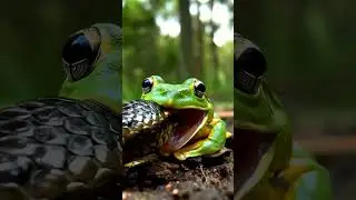 Frog vs. Snake: A Surreal Battle in the Forest