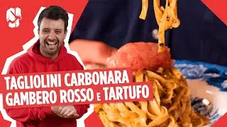 Tagliolino carbonara gambero tartufo nero | Ricetta chef