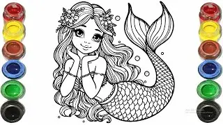 Cute Mermaid Drawing for kids, Painting & Coloring for kids, Toddlers | Let's Draw Together