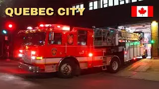 Qu&eacute;bec City | Canada's Only Tractor-Drawn Aerial Responds for Fire Alarms: Pumper 201 & Tiller 501