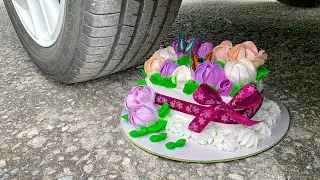 Crushing Experiments! Birthday Cake vs Car ASMR! Crushing Crunchy & Soft Things with Car! HP Crunchy