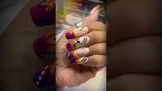 90&rsquo;s inspired 🌴🌅 #nails #naildesign #nailart #acrylicnails #90snostalgia