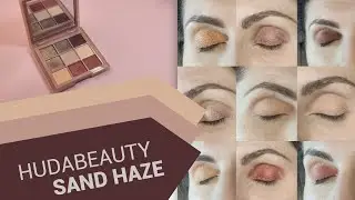 HUDA BEAUTY SAND HAZE Obsessions Eye Shadows Palette - all swathes on eyelids!