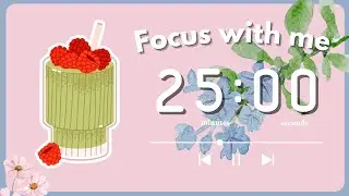Study with Me | Raspberry Matcha Smoothie 🍵💚 | 25/5 Timer | Lo-fi Beats 🎶 | 90-minute Focus Session