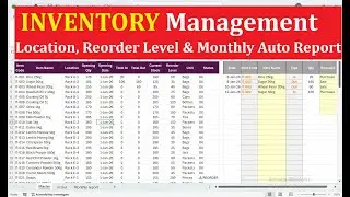 Inventory Management System in Excel | Location, Reorder Level & Monthly Auto Report