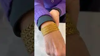 Bracciale semi rigido in maglia satinata, alto 2,5 cm in #oro 18kt