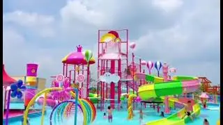 Candy Theme Water Slide Aqua Interactive Water Park Playground