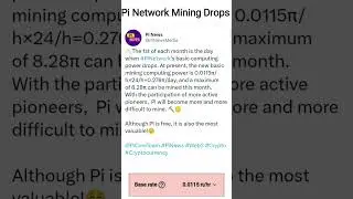 Pi Network's Basic Computing Power Drops 0.0115&pi;/hrs || Rewards through Pi KYC verification ||$314Pi