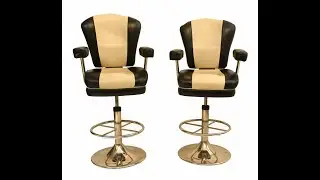 Pair Vintage Bar Stools Leather Chairs BKJK No1903