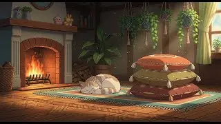 🔥🌃 Nighttime Fireplace LoFi | Peaceful Ambience for Studying, Relaxing & Calm