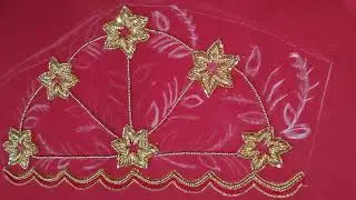 Zardozi flower 🌺 design braidal blouse design tutorial @sangeethasuresh8940 #trending #handbroidery 