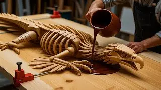 Unbelievable DIY Coffee Table | Hand-Painted Eagle Skeleton Encased in Epoxy