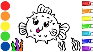 How To Draw A Cute Puffer Fish 🐠🌈❤️✨ | Rainbow Fish Drawing | Step by Step Art Tutorial 
