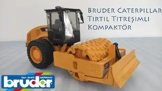 Bruder Caterpillar Tırtıl Titreşimli Kompaktör oyuncağının kutu açılışı ve incelemesi