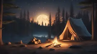 Moonlit Forest Camp | Ambience - 3 Hour Campfire and Nighttime Sounds for Relaxation