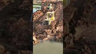 Incredible power bulldozer long moving dirt mud for building new road in mud