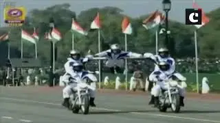 Daredevils perform motorcycle stunts at Republic Day parade