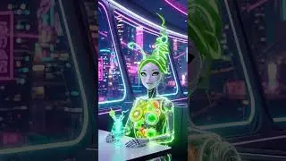 Futuristic fruit cyborg in a neon city! #shorts #cyborg #neoncity #aigirl #viralshorts #mustwatch