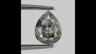1.10 CT Perfect Triangular Shining Faceted Pear Shaped Natural Grayish Black Diamond