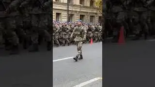 Turkish soldiers parading in the streets of Baku, Azerbaijan