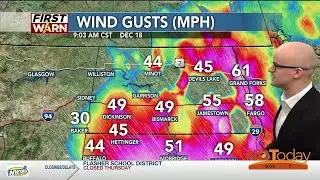 ND Today Weather Update 12/18/2025: Very strong winds and blizzard conditions shifting east