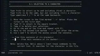 Helix Editor: Tutor 6.1: SELECTING TO A CHARACTER
