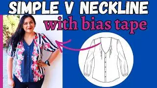 Sewing: Bias tape facings on button down V necklines. Simplified Zamora blouse (Itch to Stitch).