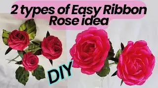 2 types of Rose flower making | How to make Satin Ribbon Flower | DIY Easy Flower Bouquet gift idea