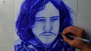 Drawing JON SNOW with BALLPOINT PEN (Bic Challenge)  | Nimauke (Collab with Scan2Drawing)
