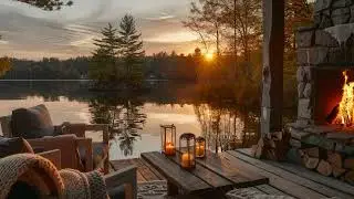 Lakeside Ambience with Relaxing Nature sounds and Calm Fireplace to Relax, Study