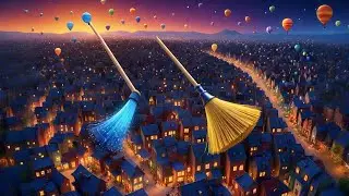 Two Magic Brooms Sweep the Sky | Flying Counting Song for Kids | Nursery Rhymes and Learning