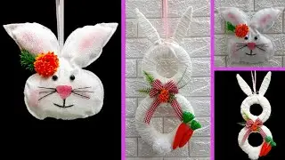 2 Economical Easter Bunny wreath made with waste materials |DIY Low budget Easter décor idea (Part4)