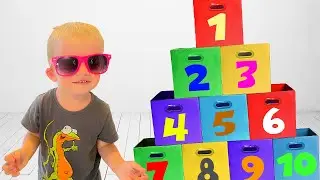 Nazavrik opens boxes with toys from 1 to 10! Elsa Cold Heart froze Nazavrik! The kid lost a shoe!