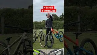 Can I wheelie 4 different bikes ? 🤔😅 #bike #mtbpro #bikeskills #mtb #wheelie #mountainbike
