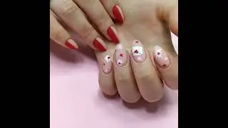 Nail Inspo: Nude and Red, Hearts Nail Art