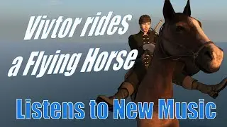 Riding a flying horse in Second Life. Horse seems to like the pool too