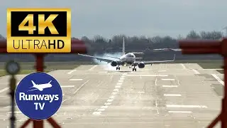 STORM OTTO FEB 2023 in 4K - Ryanair Boeing 737 FIGHTING 45mph CROSSWINDS at Birmingham Airport