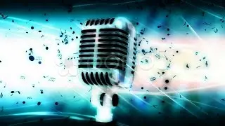 Microphone And Music Notes In Blue Looping Animated Background. Stock Footage