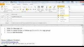 Как добавить напоминание в письмо Outlook.