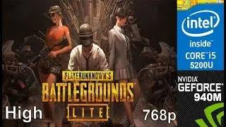 PUBG Lite on 940m + Core i5 5200u, HP Pavilion 15 AB032TX Laptop, High Setting, 768p