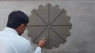 Making unique plaster design in wall
