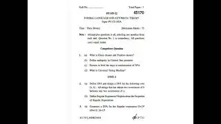 Formal Language and Automata Theory B.Tech 5th Sem 2022 KUK Question Paper