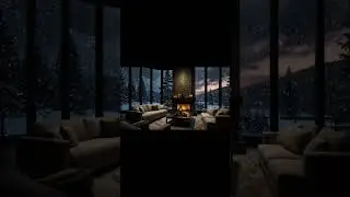 No Ads Fireplace Blizzard ASMR - Snow Storm Sound Sleep With Fireplace Burning For Deep Sleeping