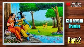 Ram Navami Drawing | Shree Ram Drawing | Shree Ram And Sita Drawing | Lord Rama Drawing | Oil Pastel